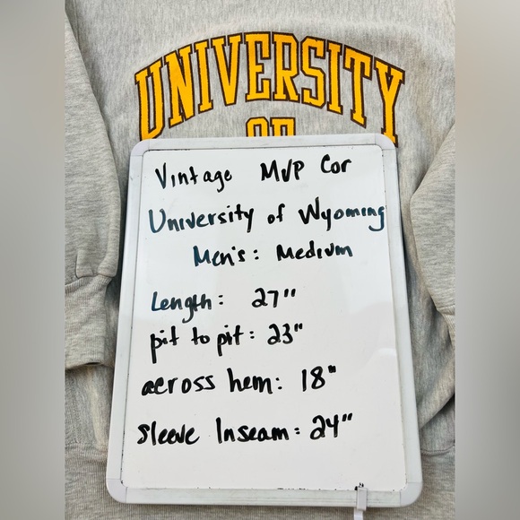 MVP Cor Vintage 90s Men’s Medium Grey Reverse Weave Crewneck Sweatshirt U of WY - Picture 8 of 8